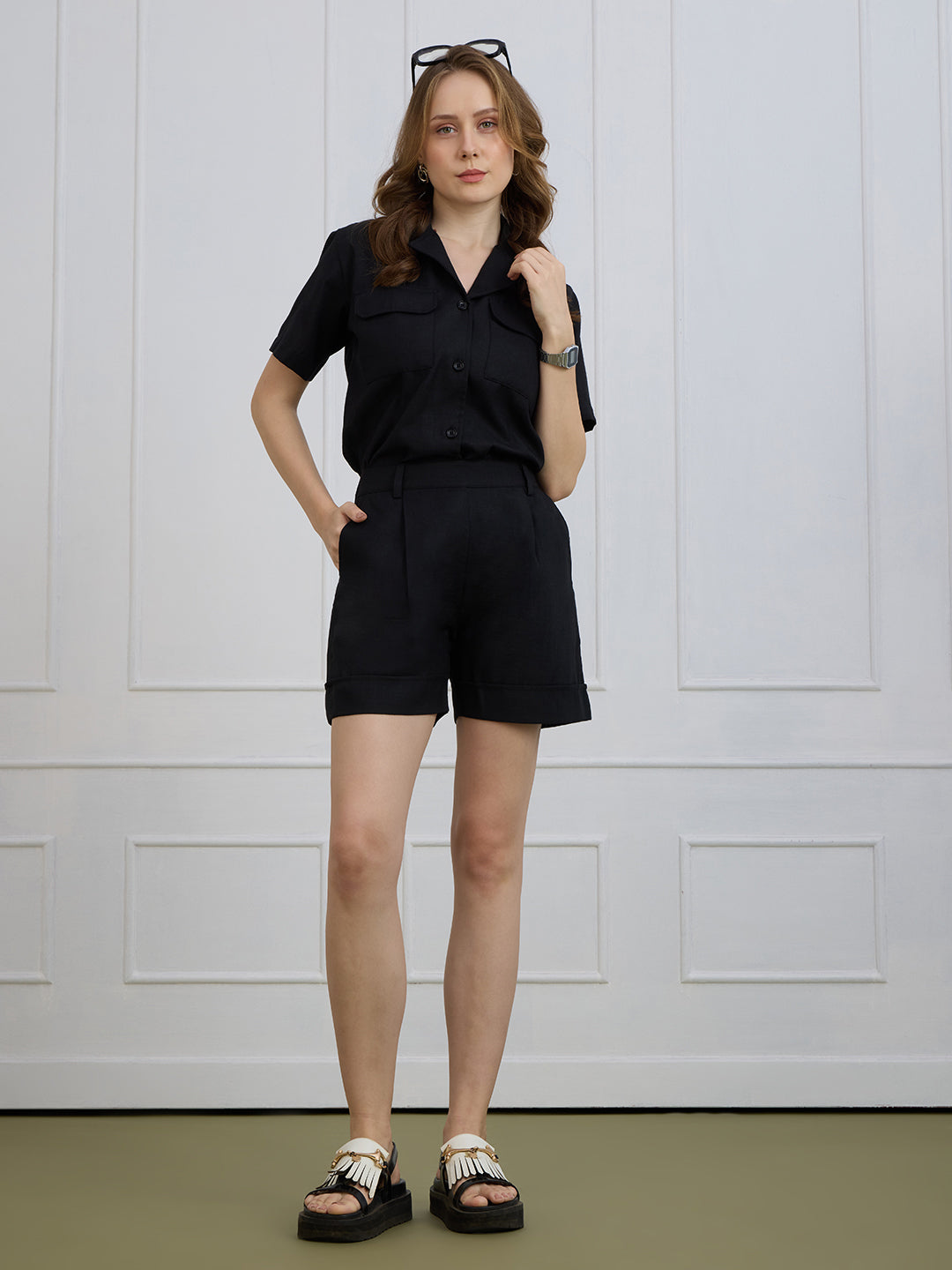 CORA IN BLACK SHORTS