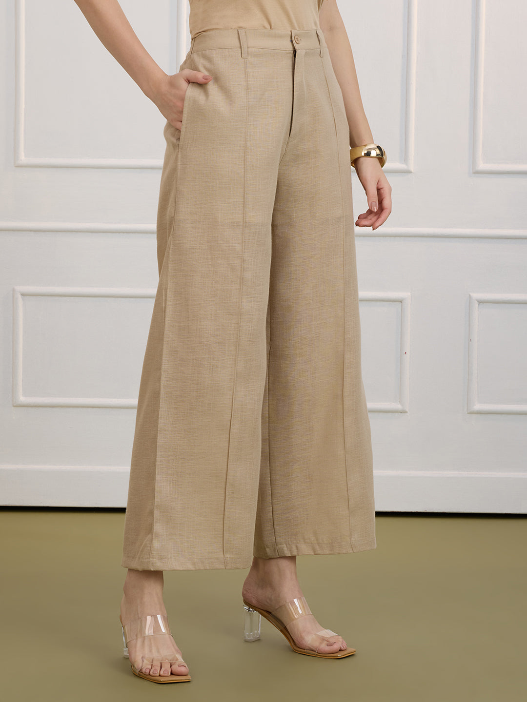 KATYA IN FORMAL TUX BEIGE TROUSERS