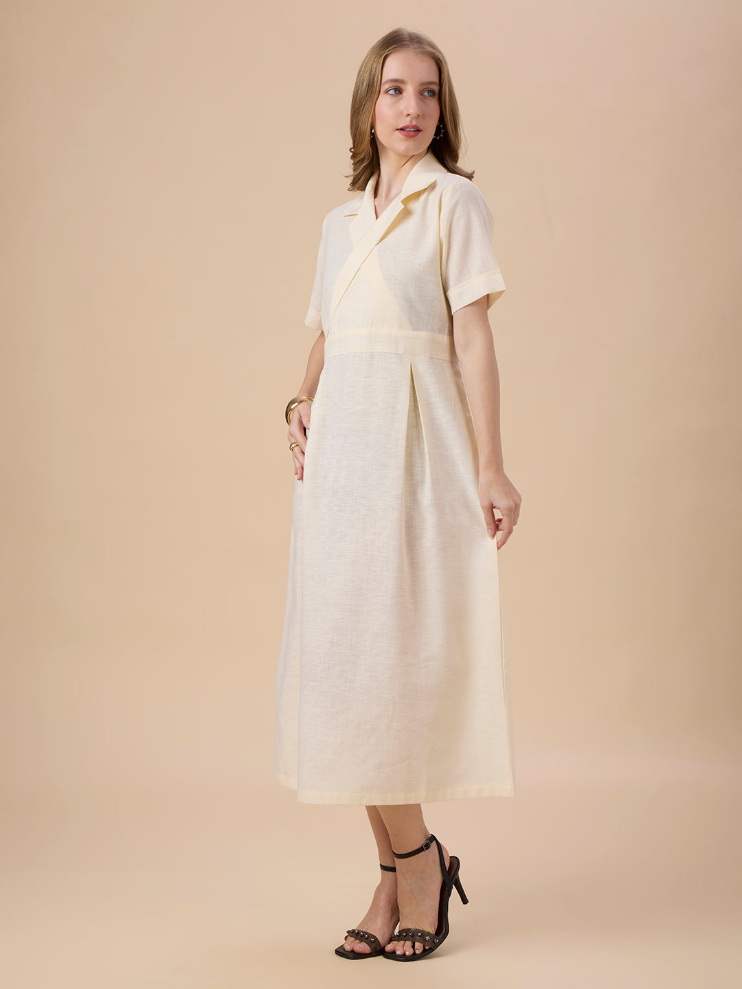 AUDREY IN CREAM COLLARED LONG DRESS
