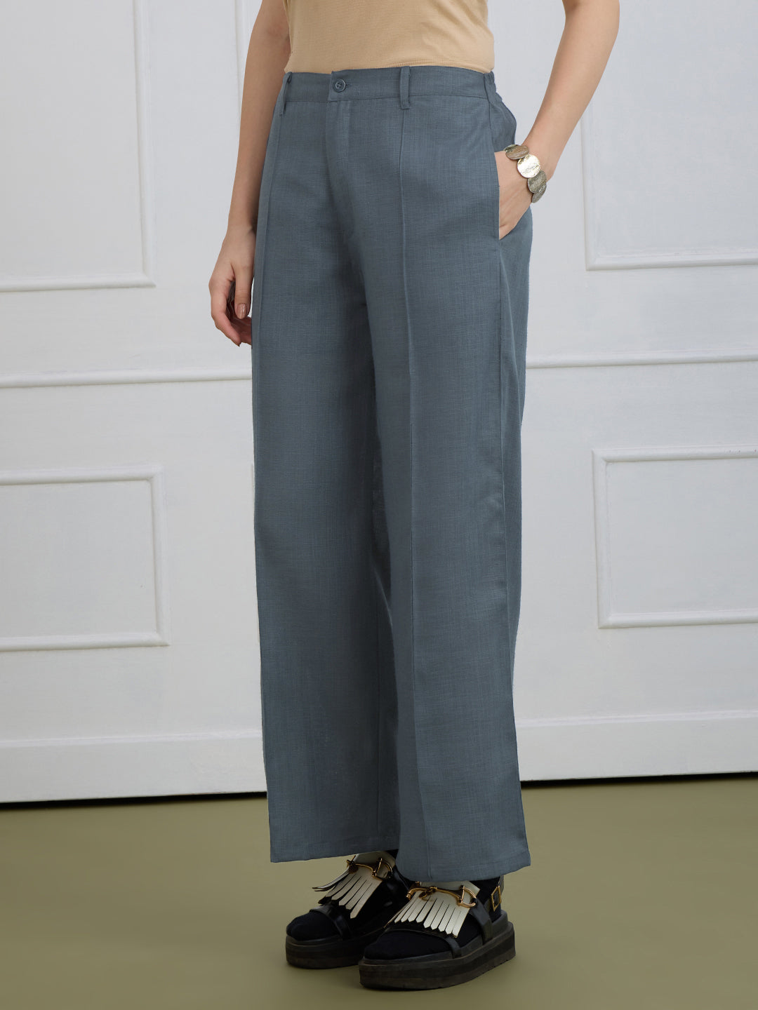 KATYA IN FORMAL TUX GREY TROUSERS
