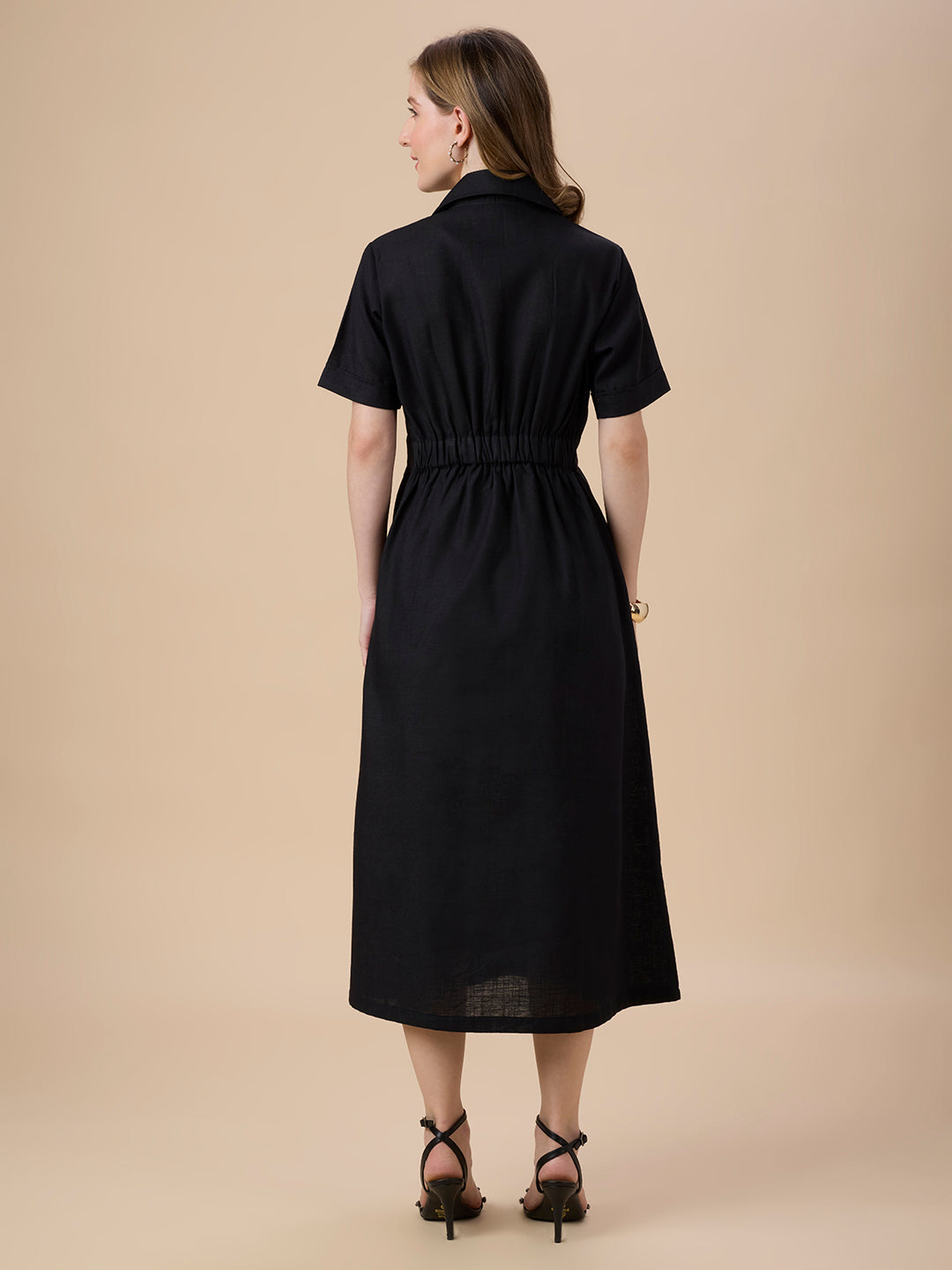 AUDREY IN BLACK COLLARED LONG DRESS