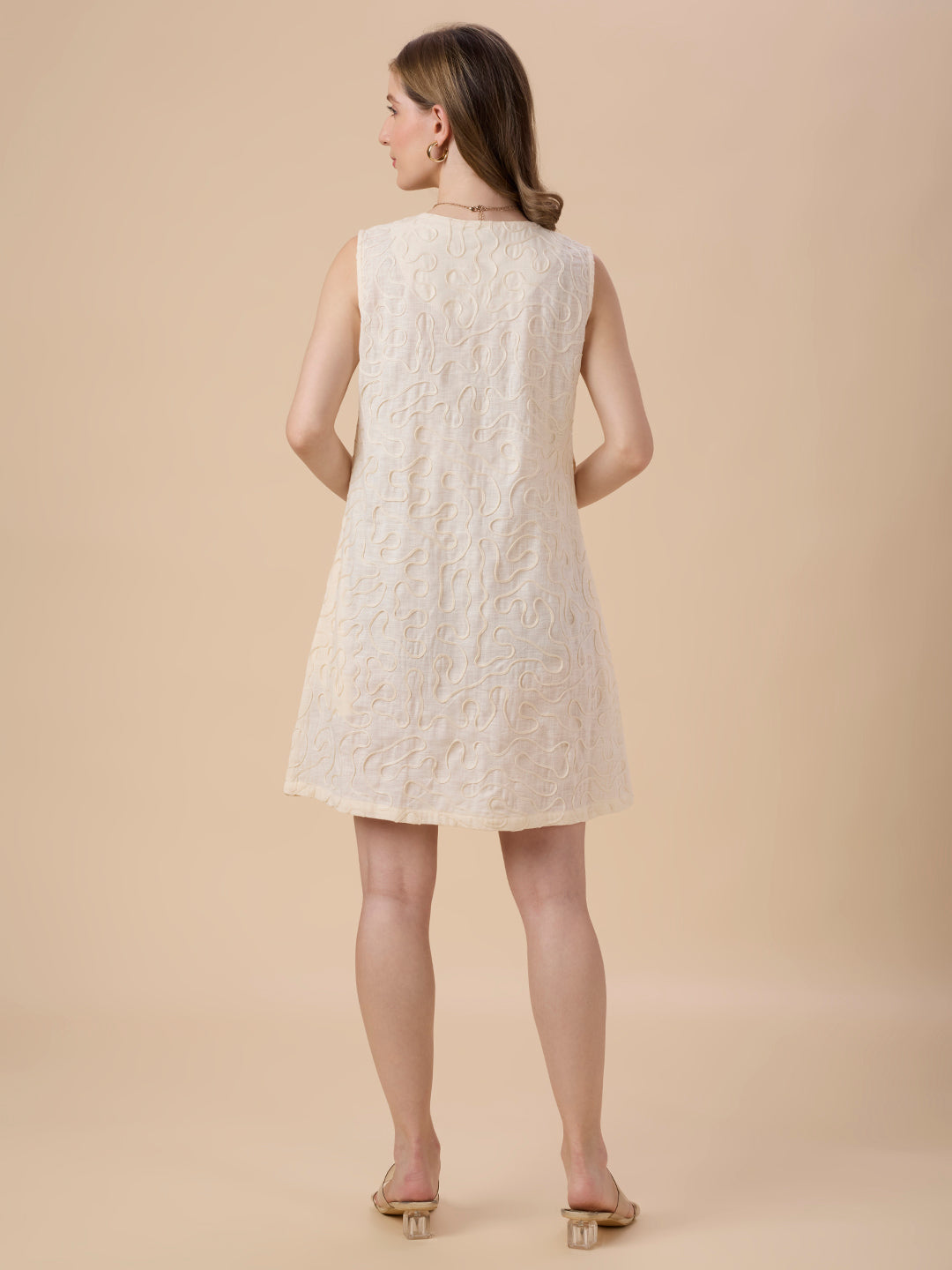 MARRY IN CREAM EMBROIDERED A-LINE DRESS