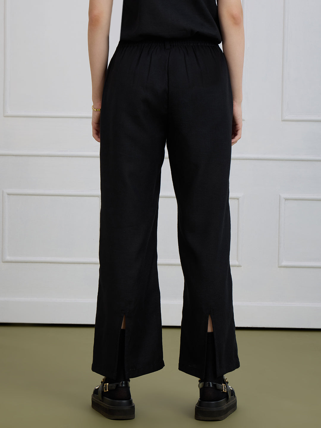 ALICE IN TWIN PLEATED BLACK TROUSERS