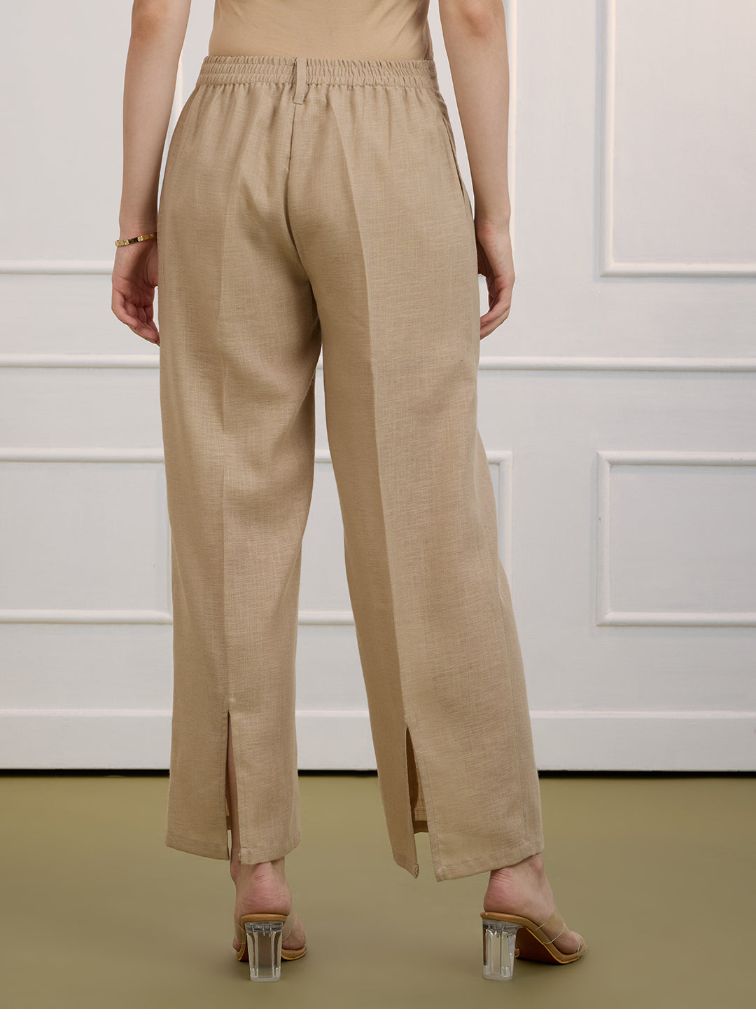 ALICE IN TWIN PLEATED BEIGE TROUSERS