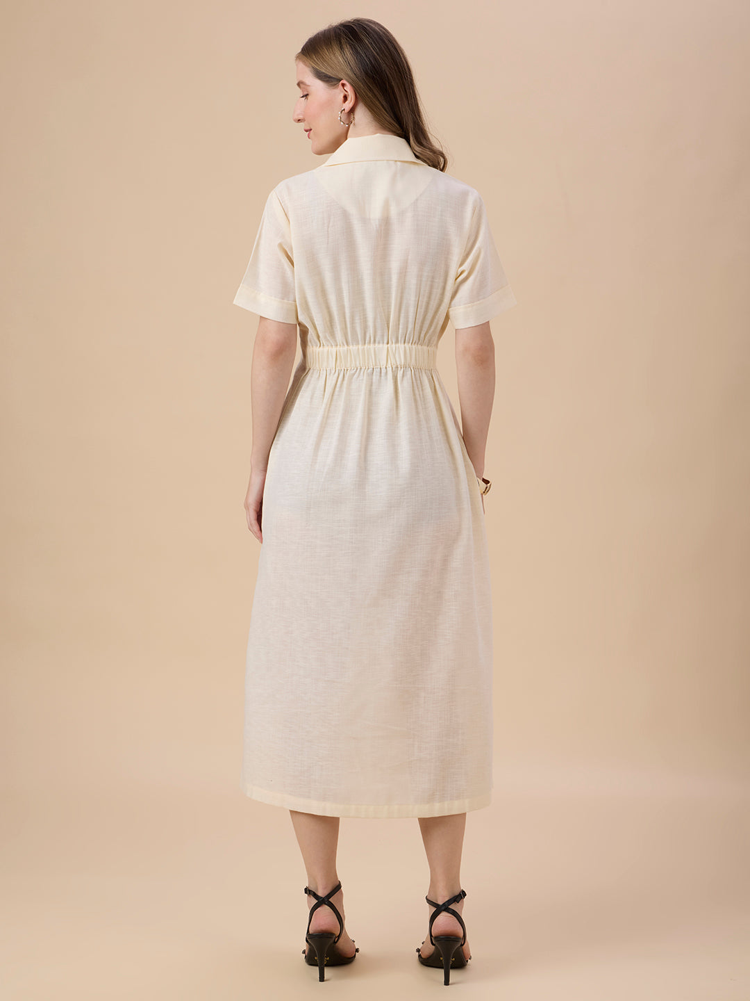 AUDREY IN CREAM COLLARED LONG DRESS