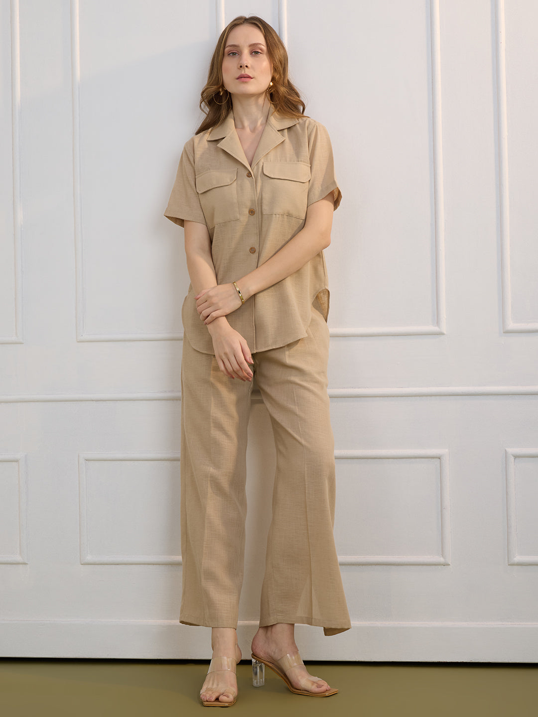 ALICE IN TWIN PLEATED BEIGE TROUSERS
