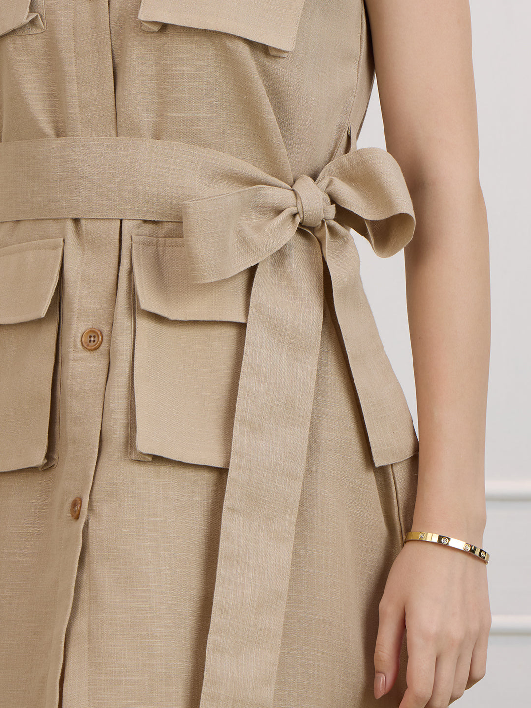 ISABELLA IN BEIGE PREMIUM SAFARI DRESS