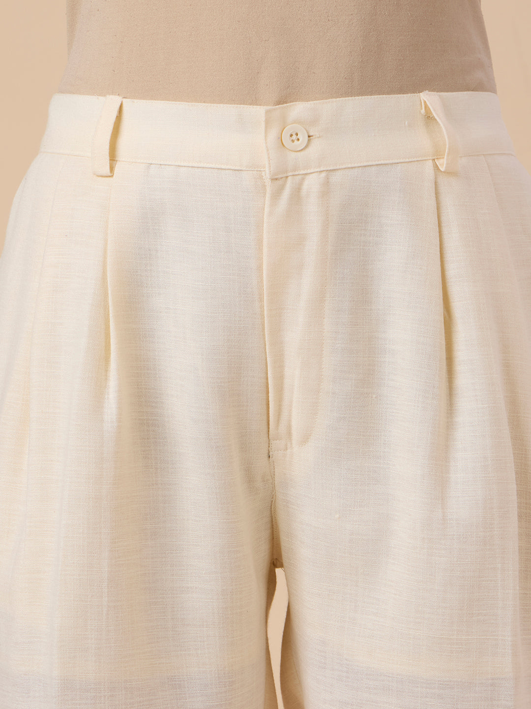 ALICE IN TWIN PLEATED CREAM TROUSERS
