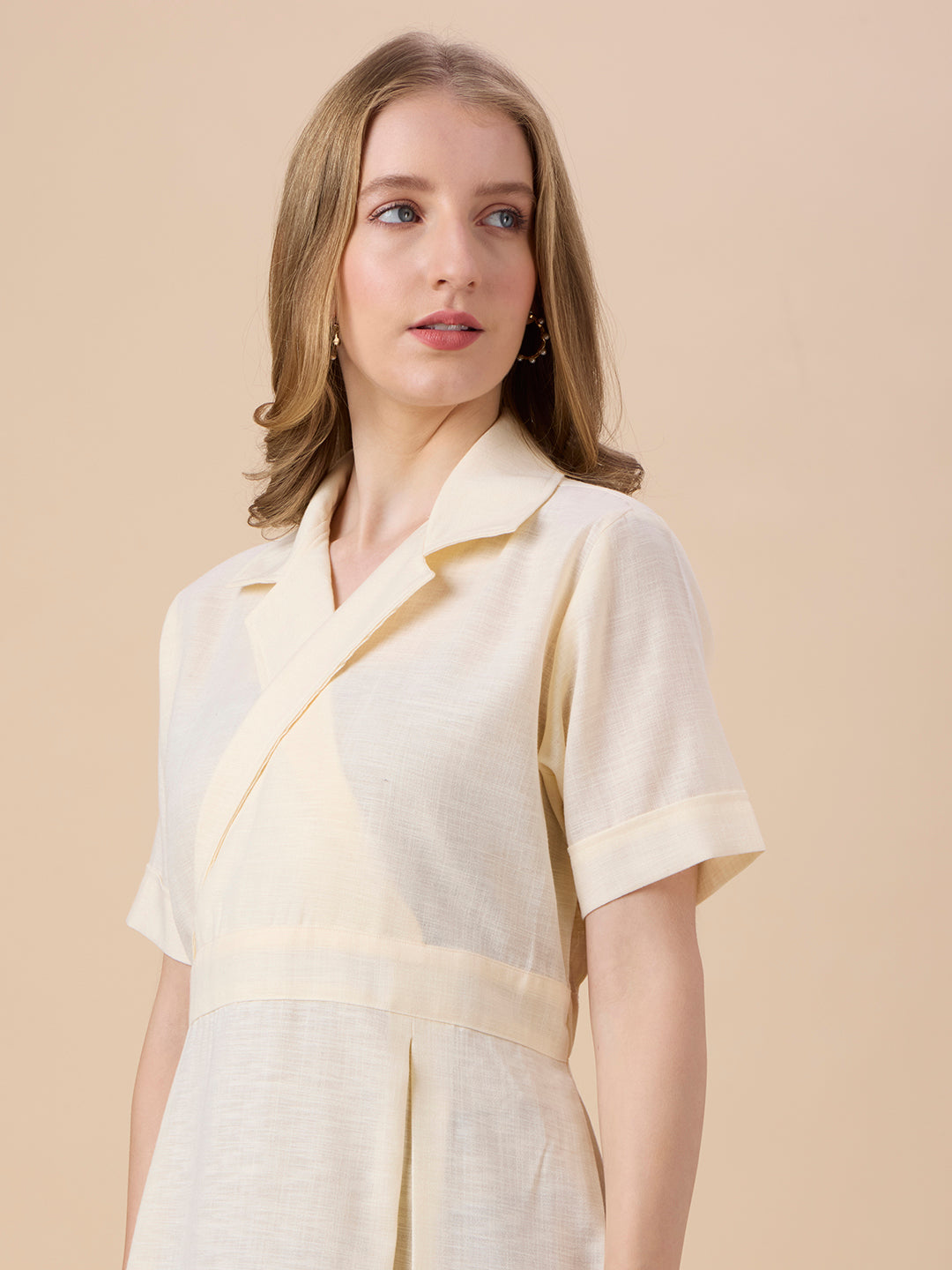 AUDREY IN CREAM COLLARED LONG DRESS