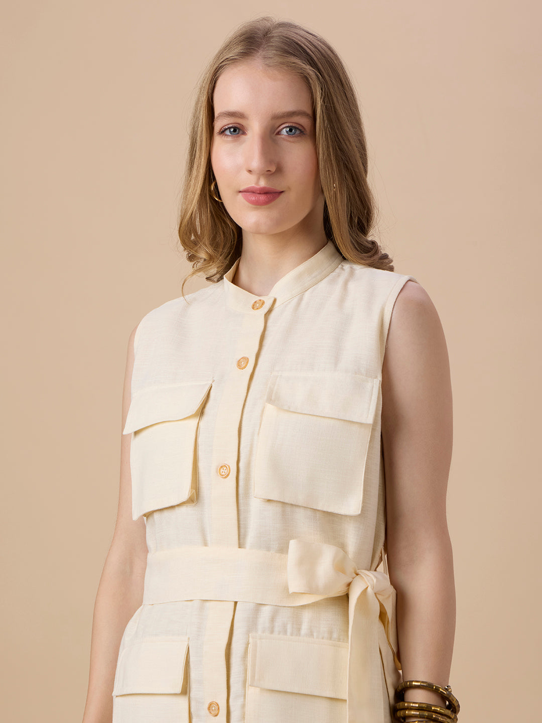 ISABELLA IN CREAM PREMIUM SAFARI DRESS