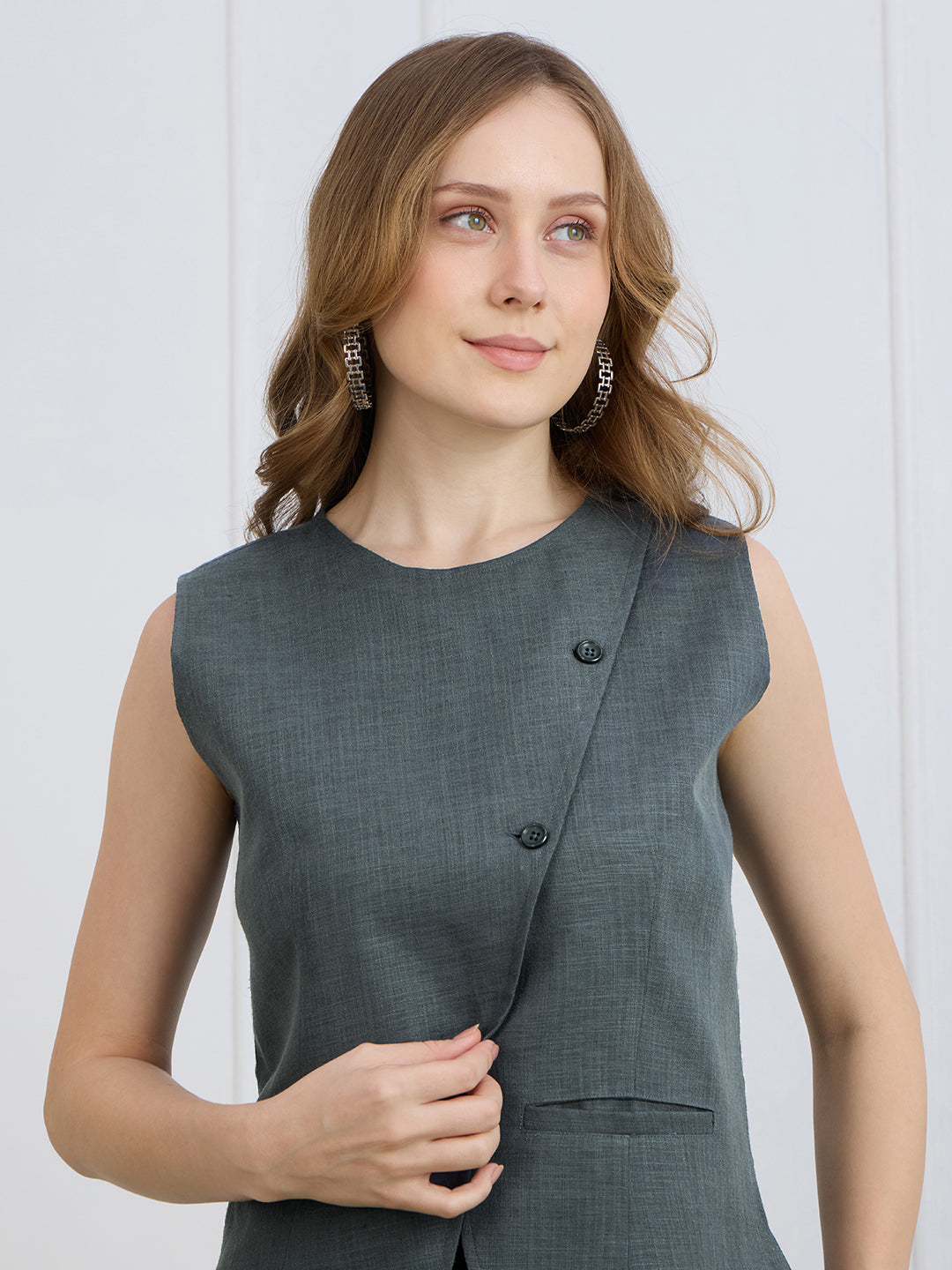 SASHA IN GREY WAISTCOAT