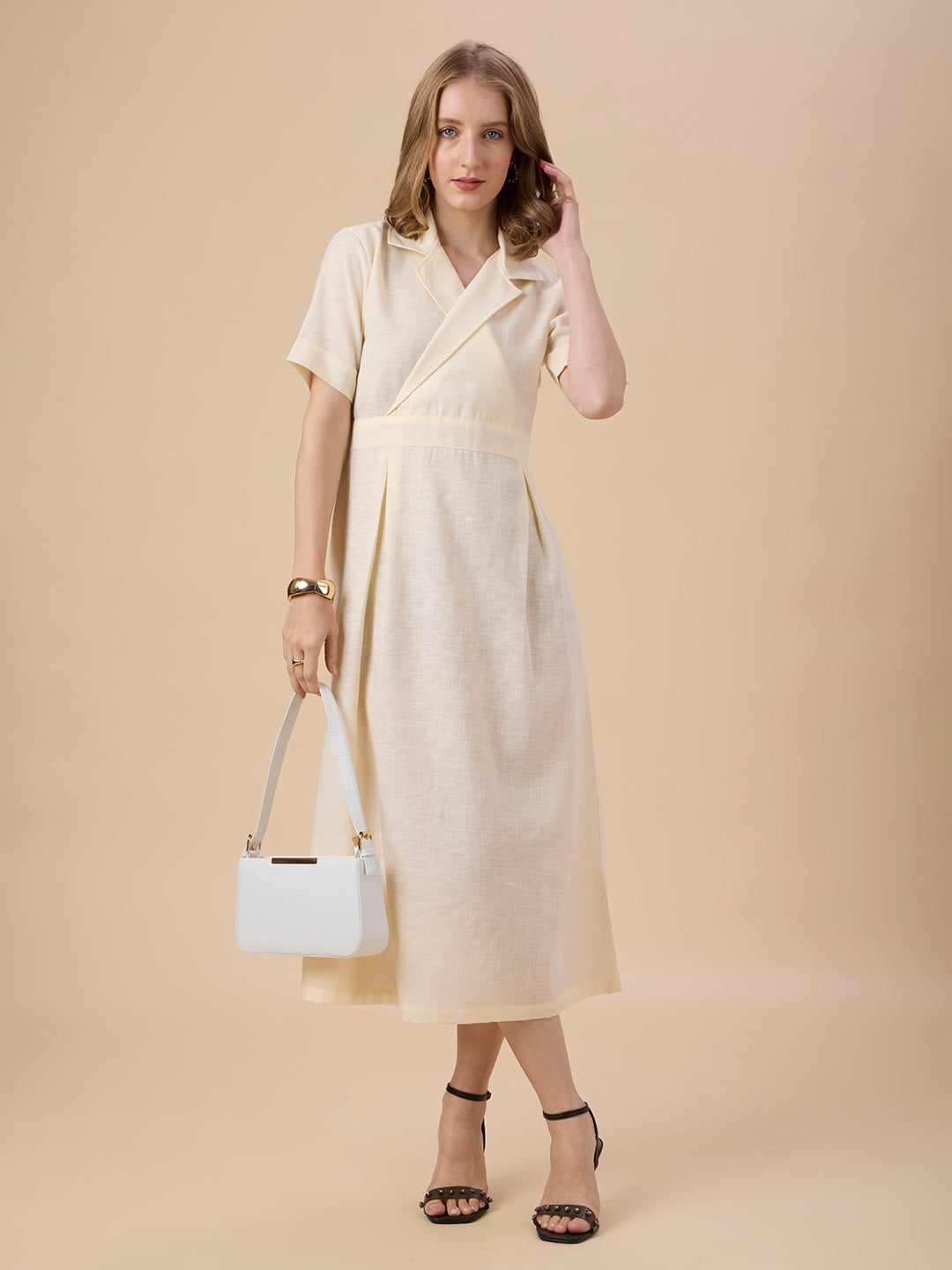 AUDREY IN CREAM COLLARED LONG DRESS