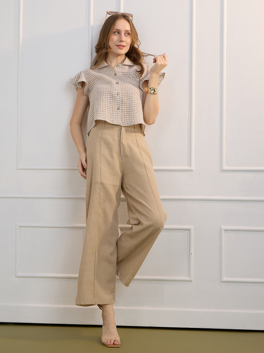 MASHA IN BEIGE SHORT LENGTH SHIRT