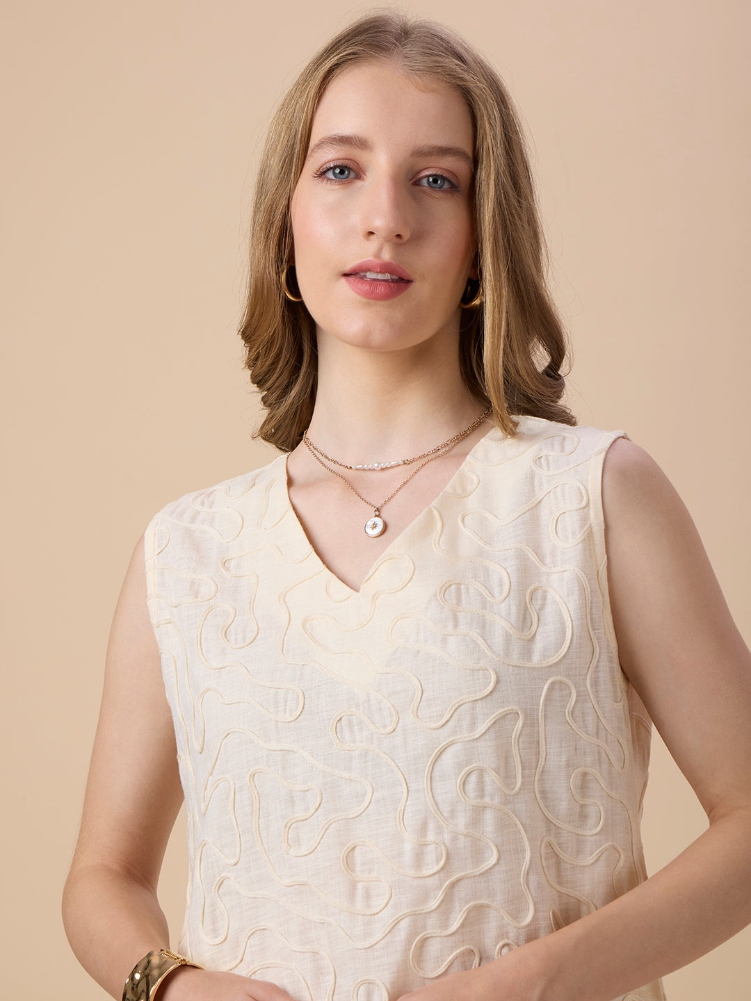 MARRY IN CREAM EMBROIDERED A-LINE DRESS