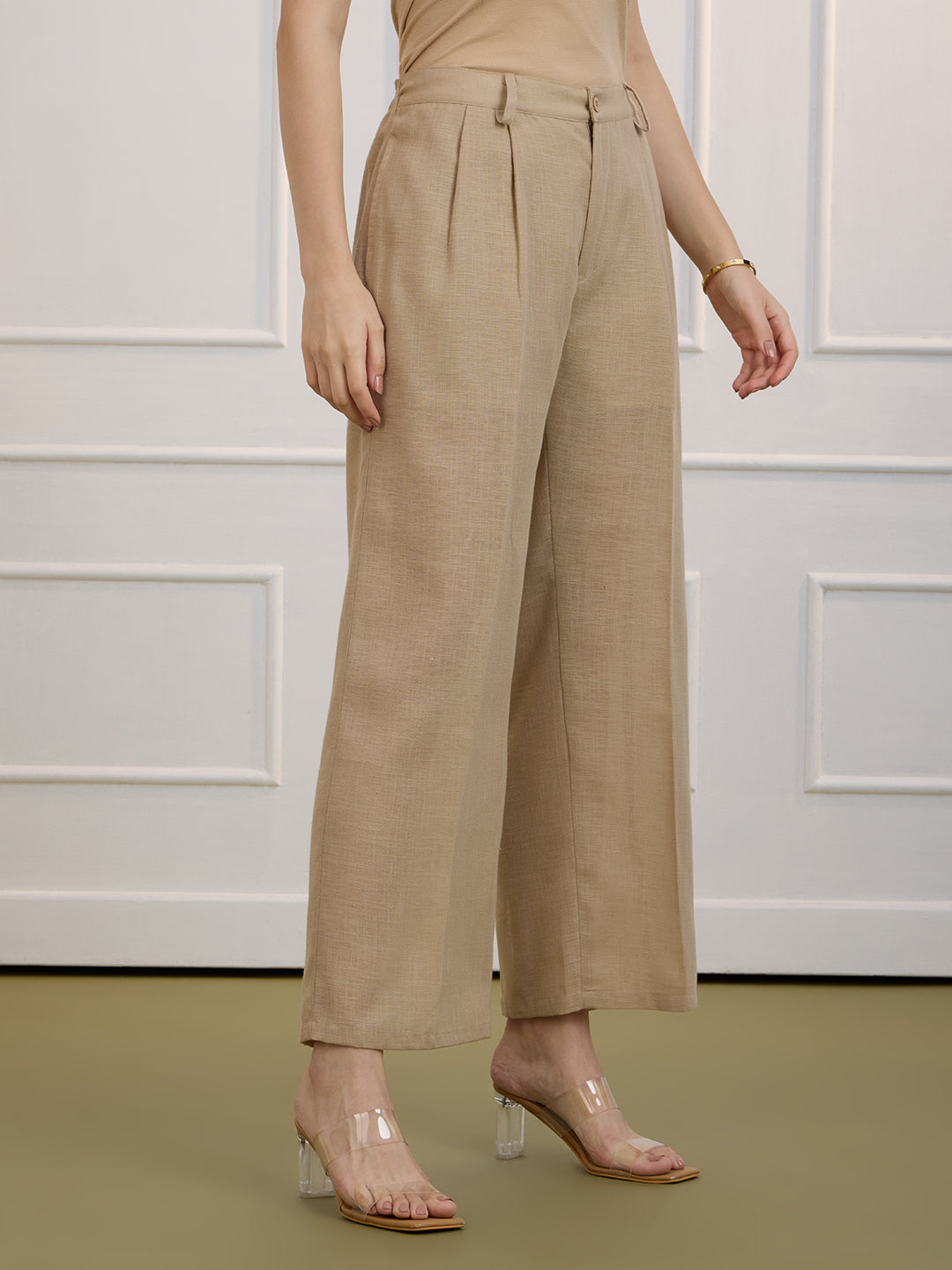 ALICE IN TWIN PLEATED BEIGE TROUSERS