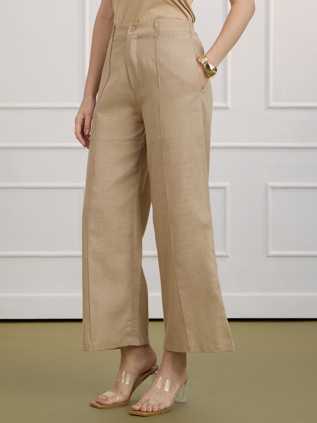 KATYA IN FORMAL TUX BEIGE TROUSERS