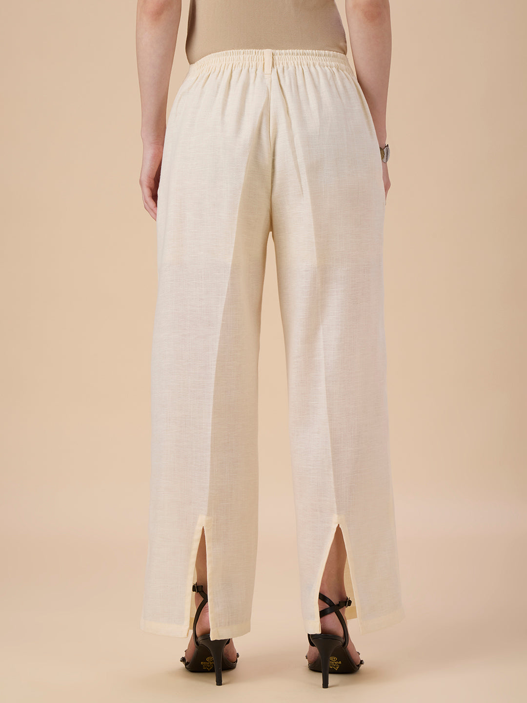 ALICE IN TWIN PLEATED CREAM TROUSERS