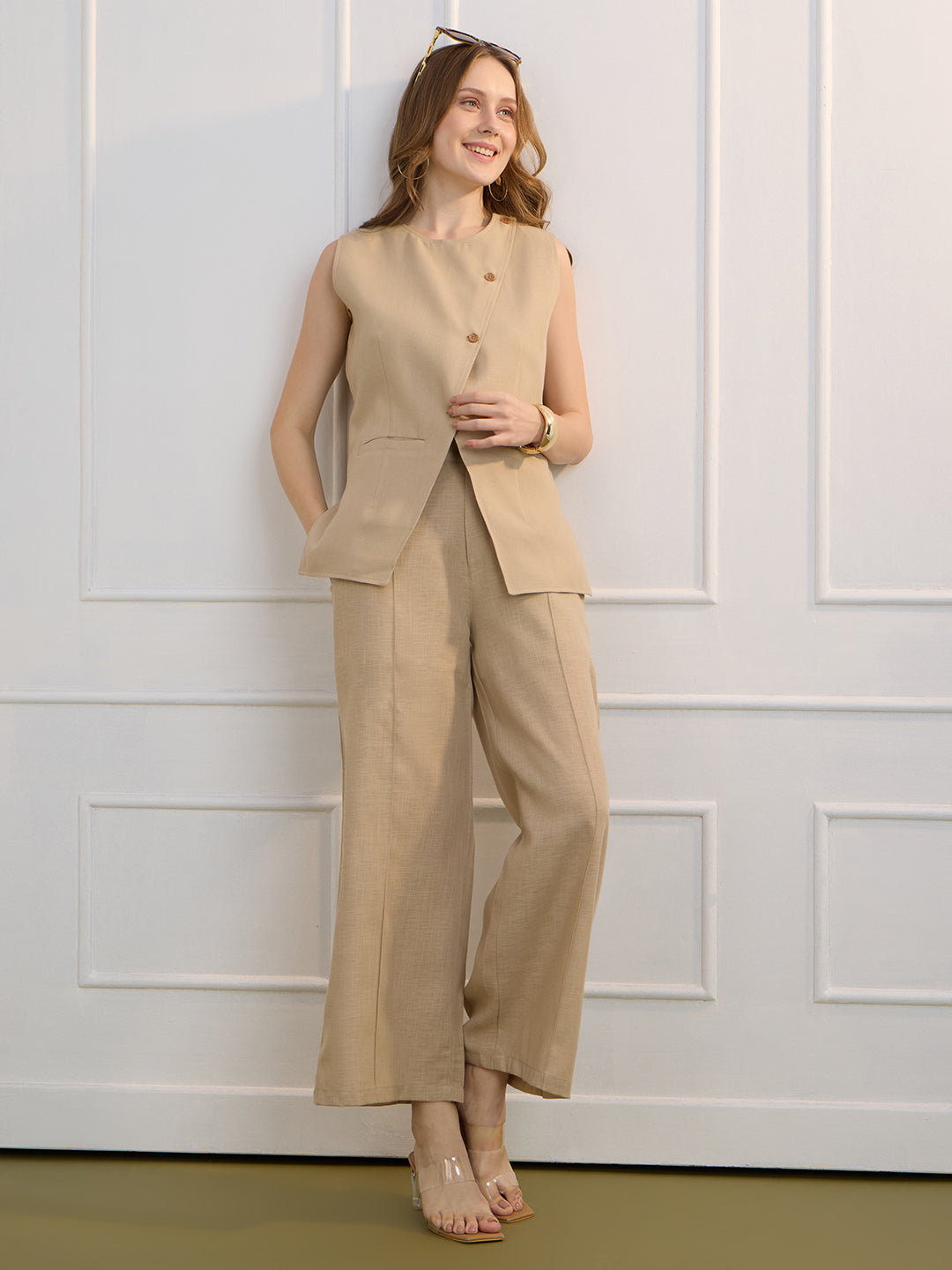 KATYA IN FORMAL TUX BEIGE TROUSERS